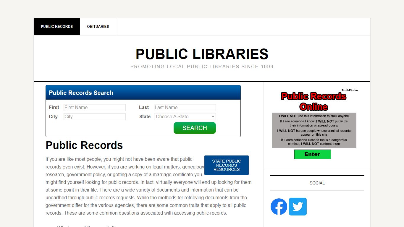 Public Records - Public Libraries